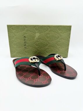 SOLD Gucci Kika GG Web Thong Sandals
